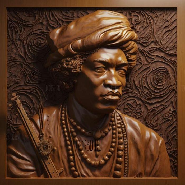 Jimmi Hendrix 3 stl model for CNC